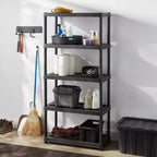 Scaffale in plastica a 5 ripiani nero: Scaffalatura multiuso, 5 ripiani aperti, capacità 68 kg, altezza 186.7 cm