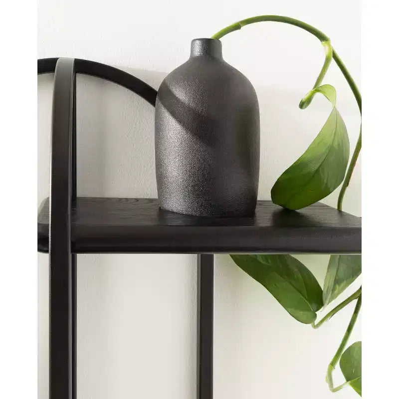 Mensola a muro Ramos in legno/metallo nera da 18"x6"x30": stile moderno e design a 3 ripiani