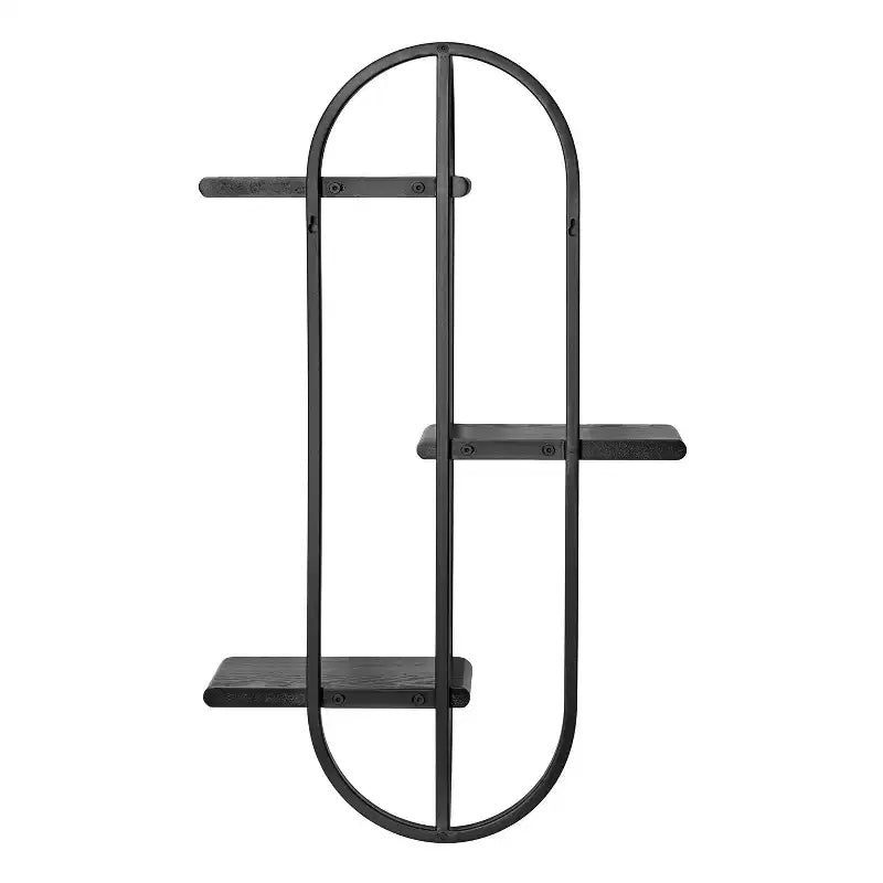 Mensola a muro Ramos in legno/metallo nera da 18"x6"x30": stile moderno e design a 3 ripiani