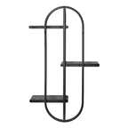 Mensola a muro Ramos in legno/metallo nera da 18"x6"x30": stile moderno e design a 3 ripiani