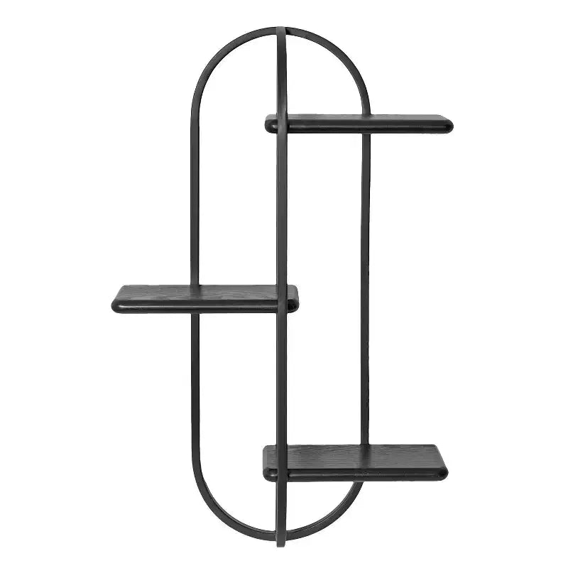 Mensola a muro Ramos in legno/metallo nera da 18"x6"x30": stile moderno e design a 3 ripiani