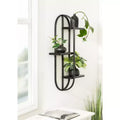 Mensola a muro Ramos in legno/metallo nera da 18"x6"x30": stile moderno e design a 3 ripiani
