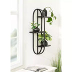 Mensola a muro Ramos in legno/metallo nera da 18"x6"x30": stile moderno e design a 3 ripiani