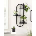 Mensola a muro Ramos in legno/metallo nera da 18"x6"x30": stile moderno e design a 3 ripiani