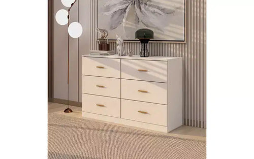 6 Drawer Double Dresser Wood Clothing Organizer Engineered Wood Dresser With Sturdy Legs For Living Room Hallway Nursery Bedroom, White