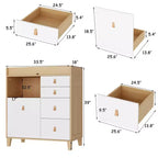Fasciatoio con Mobile Contenitore e Maniglie in Pelle Ampio Piano di Lavoro Quattro Cassetti Ampio Spazio di Archiviazione Pratico e Sicuro