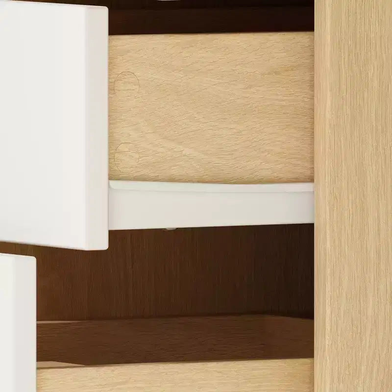 Fasciatoio con Mobile Contenitore e Maniglie in Pelle Ampio Piano di Lavoro Quattro Cassetti Ampio Spazio di Archiviazione Pratico e Sicuro