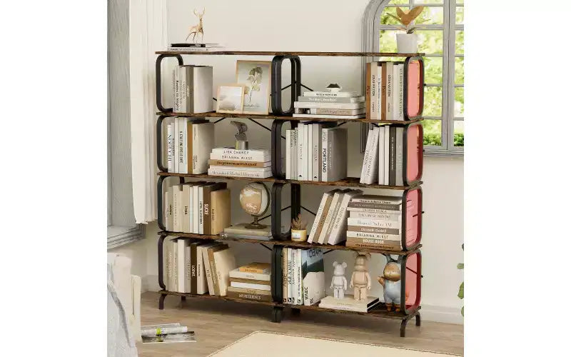 Libreria a 5 Ripiani 63H Grande con Struttura in Metallo, Scaffale Aperto per Ufficio Domestico
