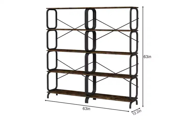 Libreria a 5 Ripiani 63H Grande con Struttura in Metallo, Scaffale Aperto per Ufficio Domestico