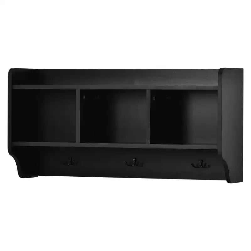 Albero appendiabiti moderno multifunzione con 7 ganci in metallo nero e ampio cassetto contenitore