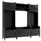 Albero appendiabiti moderno multifunzione con 7 ganci in metallo nero e ampio cassetto contenitore