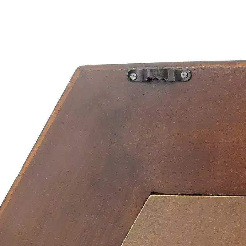 Specchio da Parete Esagonale 47 x 47 cm con Cornice in Legno Massello Marrone Scuro