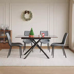 Tavolo da pranzo espandibile in vetro Noemi Contemporary 5 pezzi con sedie imbottite in similpelle