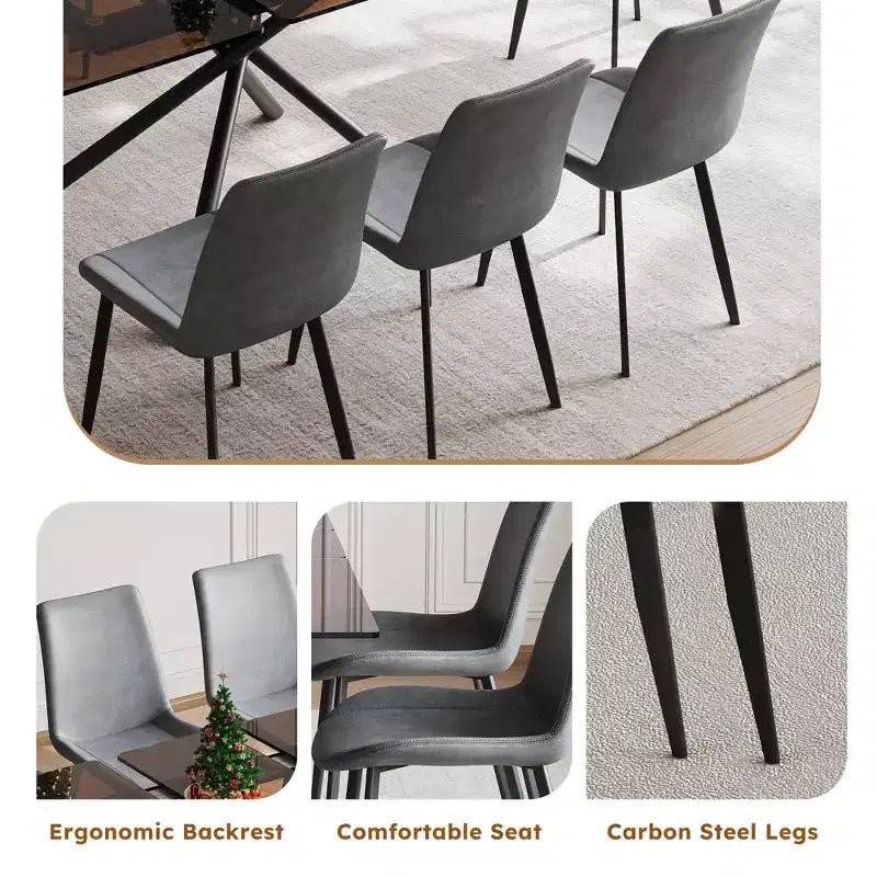 Tavolo da pranzo espandibile in vetro Noemi Contemporary 5 pezzi con sedie imbottite in similpelle