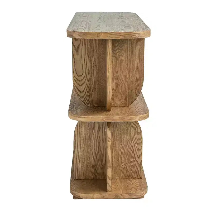 Scaffale in Legno a Tre Ripiani con Finitura in Frassino Marrone 47x15x32.5
