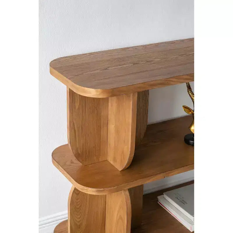 Scaffale in Legno a Tre Ripiani con Finitura in Frassino Marrone 47x15x32.5