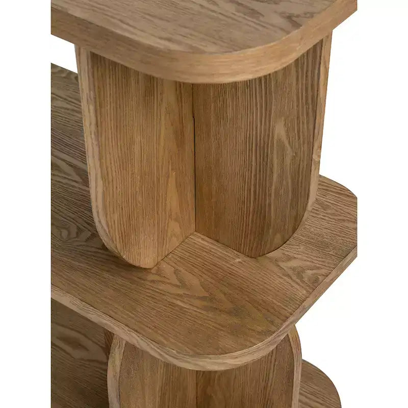 Scaffale in Legno a Tre Ripiani con Finitura in Frassino Marrone 47x15x32.5