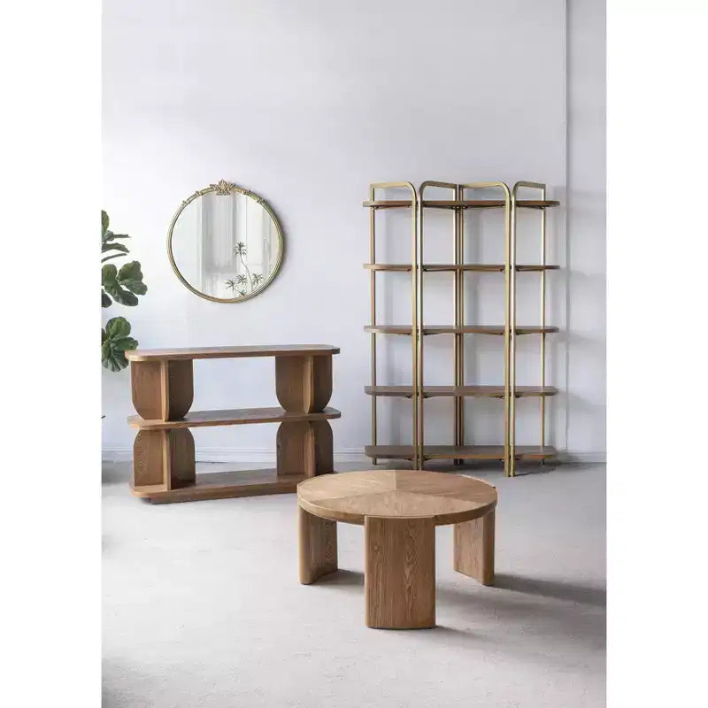 Scaffale in Legno a Tre Ripiani con Finitura in Frassino Marrone 47x15x32.5