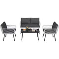 Patio Furniture Set, Outdoor All-Weather Wicker Furniture with Coffee Table, Patio Conversation Sets with Cushions for Balcony, Garden, (4-Piece)