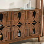 Tavolo Credenza, Mobile Contenitore Consolle con 4 Ante e Ripiani Regolabili, Credenza a Buffet per Cucina Ingresso