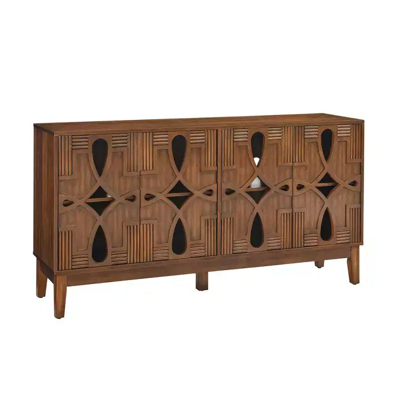 Tavolo Credenza, Mobile Contenitore Consolle con 4 Ante e Ripiani Regolabili, Credenza a Buffet per Cucina Ingresso