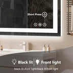 Specchio da bagno moderno in vetro anti-appannamento con doppia sorgente luminosa e tre modalità dimmerabili, specchio da parete per bagno/vanità