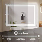 Specchio da bagno moderno in vetro anti-appannamento con doppia sorgente luminosa e tre modalità dimmerabili, specchio da parete per bagno/vanità