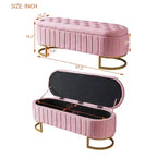 Panca contenitore moderna con sedile imbottito in velluto capitonné, sgabello da trucco con gambe in metallo elegante, panca da fondo letto per soggiorno, camera da letto