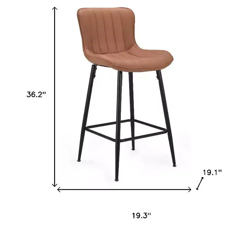 Sedie da bar da bancone basse in similpelle e metallo marrone e nero da 27".