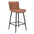 Sedie da bar da bancone basse in similpelle e metallo marrone e nero da 27".