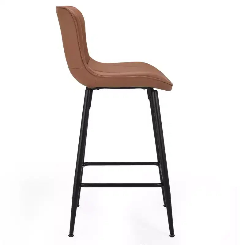 Sedie da bar da bancone basse in similpelle e metallo marrone e nero da 27".