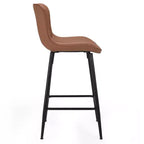 Sedie da bar da bancone basse in similpelle e metallo marrone e nero da 27".