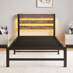 Struttura Letto a Piattaforma Matrimoniale con Luci LED RGB, Stazione di Ricarica USB, Resistente, Non Richiede Rete a Molle