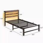 Struttura Letto a Piattaforma Matrimoniale con Luci LED RGB, Stazione di Ricarica USB, Resistente, Non Richiede Rete a Molle