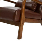 Poltrona in similpelle stile Mid-Century Modern, struttura in legno di gomma color noce, caffè: Bassa, rivestimento in PU
