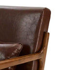 Poltrona in similpelle stile Mid-Century Modern, struttura in legno di gomma color noce, caffè: Bassa, rivestimento in PU