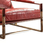 Poltrona Quinto 29" in Pelle Pieno Fiore Rossa Anticata/Acciaio Inox: Nessun Assemblaggio, 60 Giorni di Garanzia