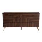 Cassettiera a 6 cassetti Graceland Wood Noce Marrone/Oro: Mobile contenitore di metà secolo, Gambe angolate