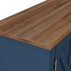 Mobile TV da 70" stile rustico per TV fino a 75" con camino elettrico blu navy: Mobile per l'intrattenimento, Console multimediale