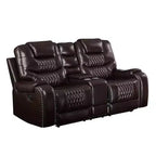 78" Braylon Active Sitting Chair Brown PU - Acme Furniture: Loveseat with Console & Cup Holders