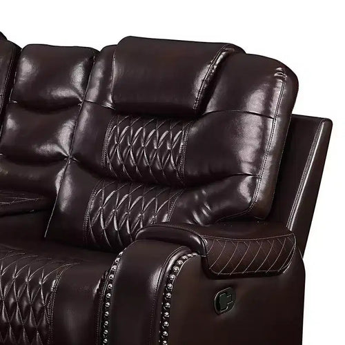 Poltrona ergonomica Braylon 78" in PU Marrone: Divanetto con console e portabicchieri