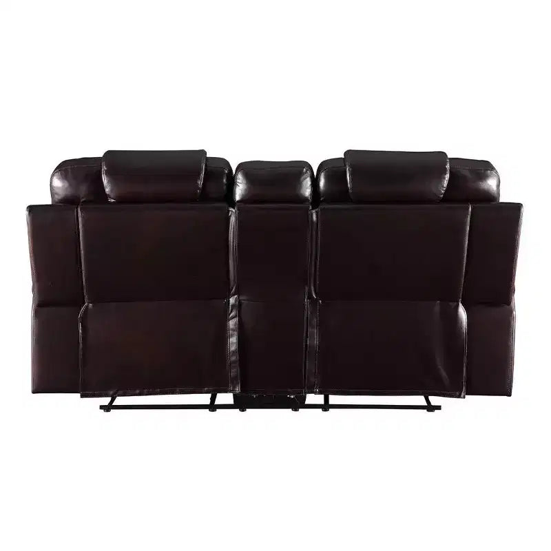 Poltrona ergonomica Braylon 78" in PU Marrone: Divanetto con console e portabicchieri