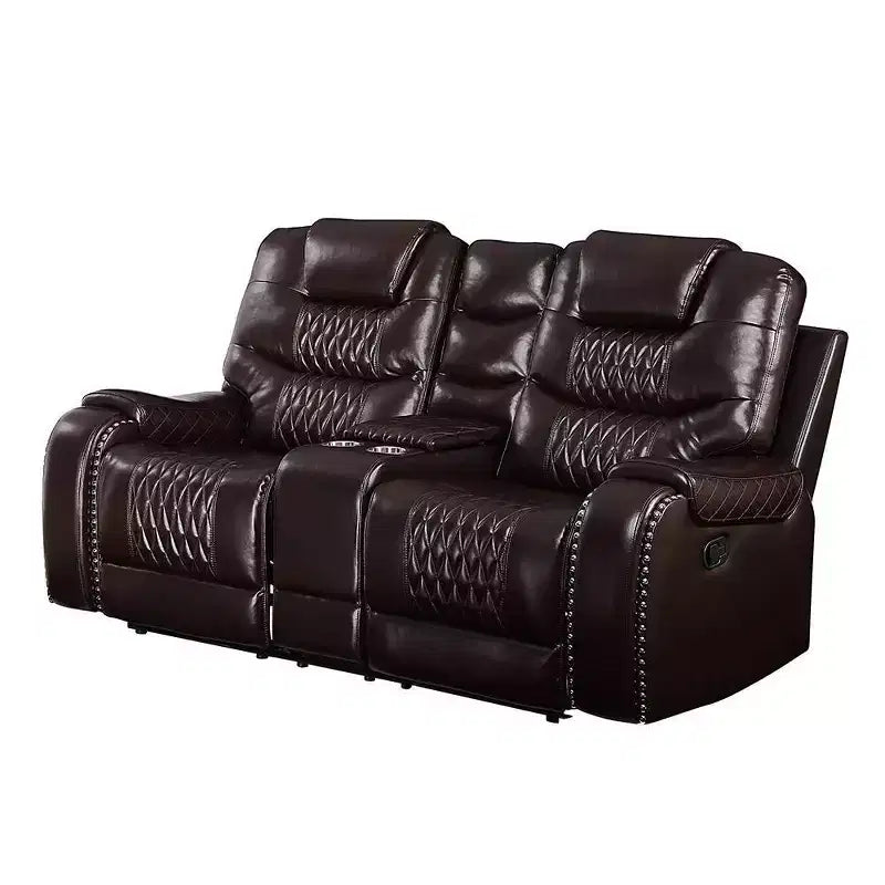Poltrona ergonomica Braylon 78" in PU Marrone: Divanetto con console e portabicchieri