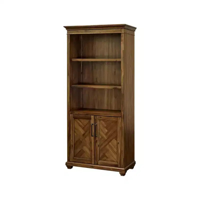 Libreria tradizionale Porter da 74" in legno con ante, colore marrone