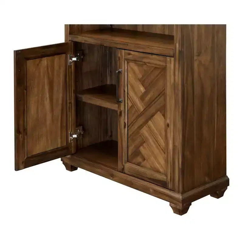Libreria tradizionale Porter da 74" in legno con ante, colore marrone