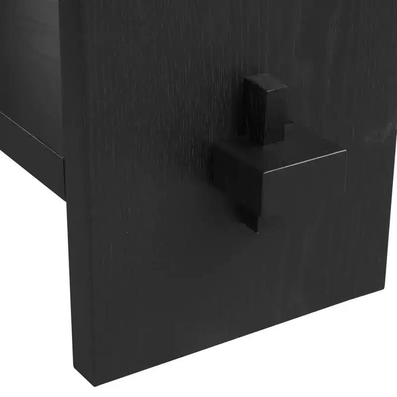 Tavolo consolle da divano in rovere nero riciclato: ingresso stretto da 101,6 cm, superficie impiallacciata rustica