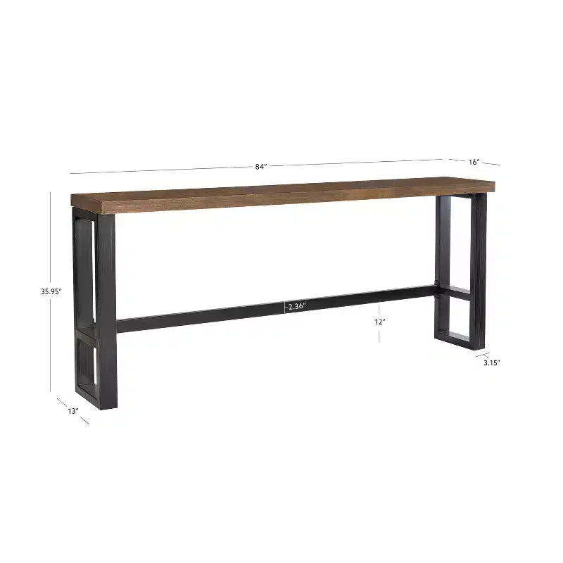 Tavolo da bar a console Tormo Hand Distressed Nero/Noce Medio/Bianco: console moderna industriale con struttura in metallo