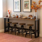 Tavolo da bar a console Tormo Hand Distressed Nero/Noce Medio/Bianco: console moderna industriale con struttura in metallo