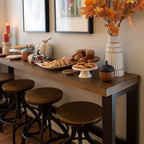 Tavolo da bar a console Tormo Hand Distressed Nero/Noce Medio/Bianco: console moderna industriale con struttura in metallo