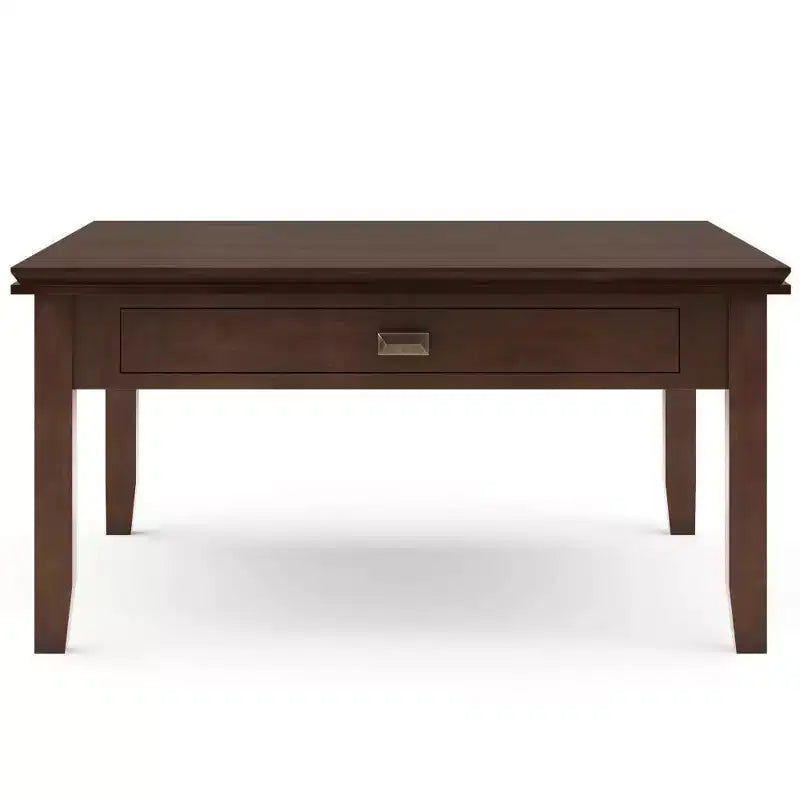 Tavolino da Caffè Stratford Square Marrone Rossiccio: Legno Composito Transizionale, Cassetti Contenitori, 91 cm Quadrati